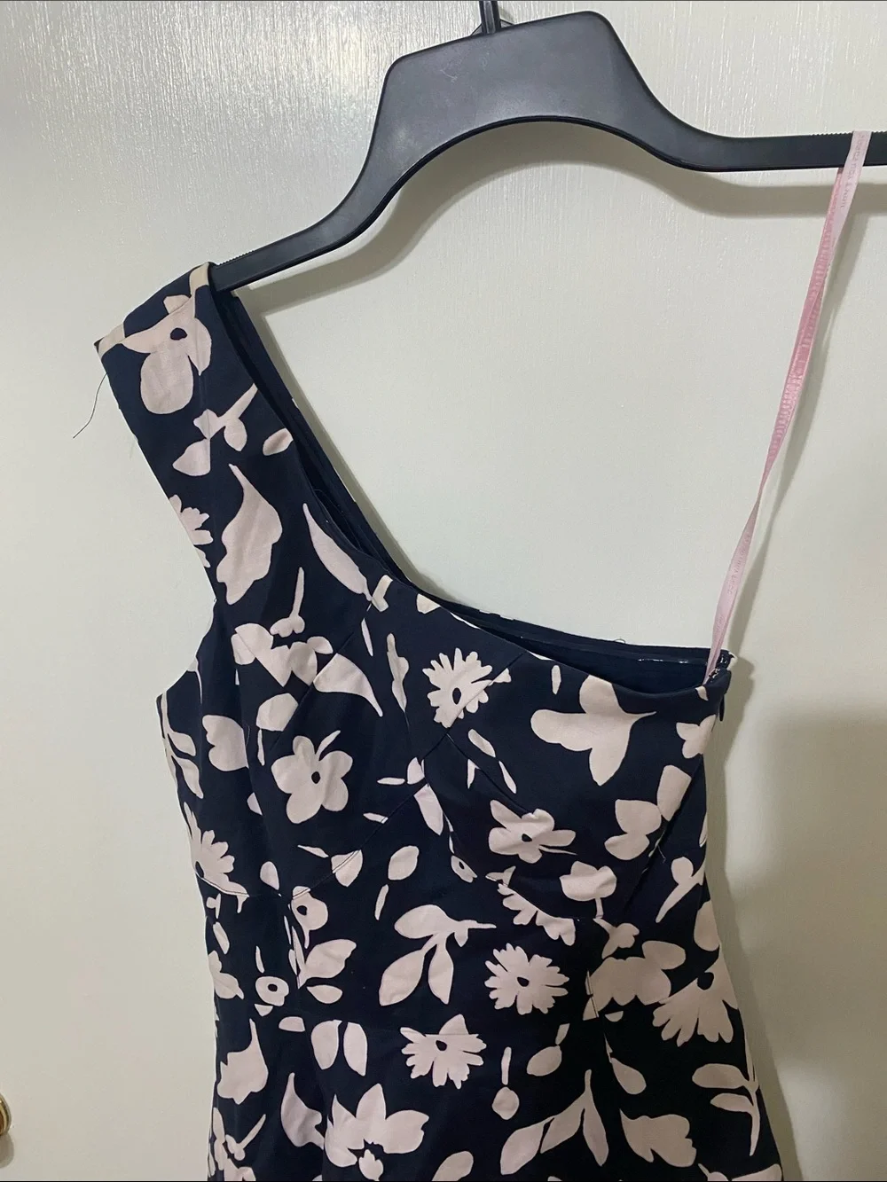 kate spade Navy and Light Pink One-Shoulder Floral Dress